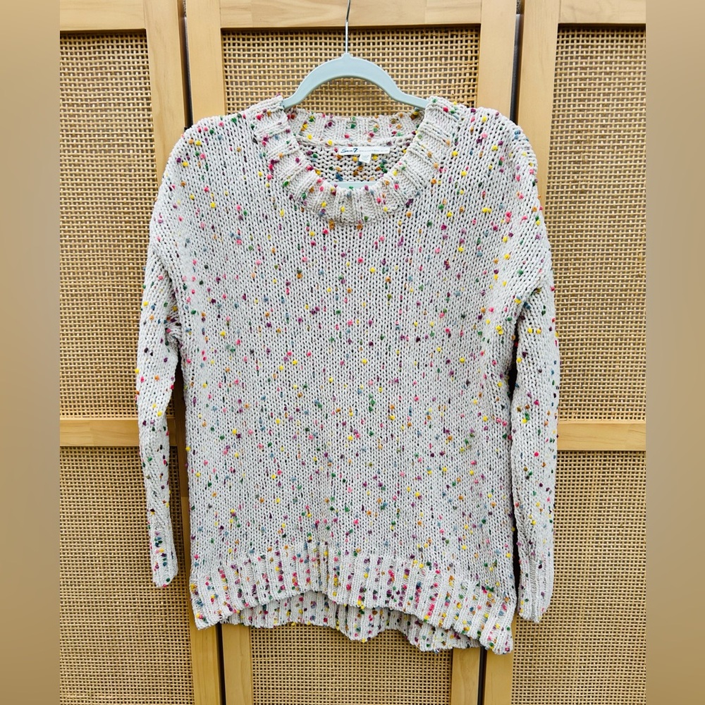 Seven7  Sweater with Multicolor Pompoms